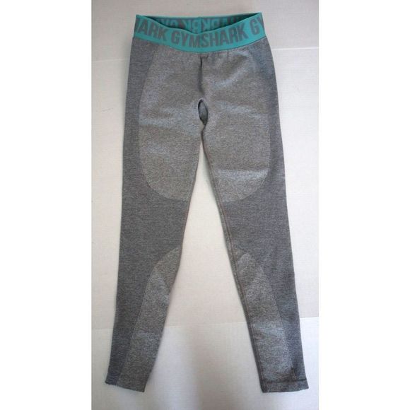Gymshark Women's Sz S Gray/Teal Flex Seamless Mid-Waist Workout Leggings - Picture 1 of 6